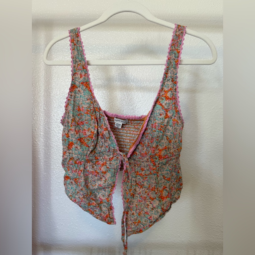 American Eagle Multicolor Smocked Top